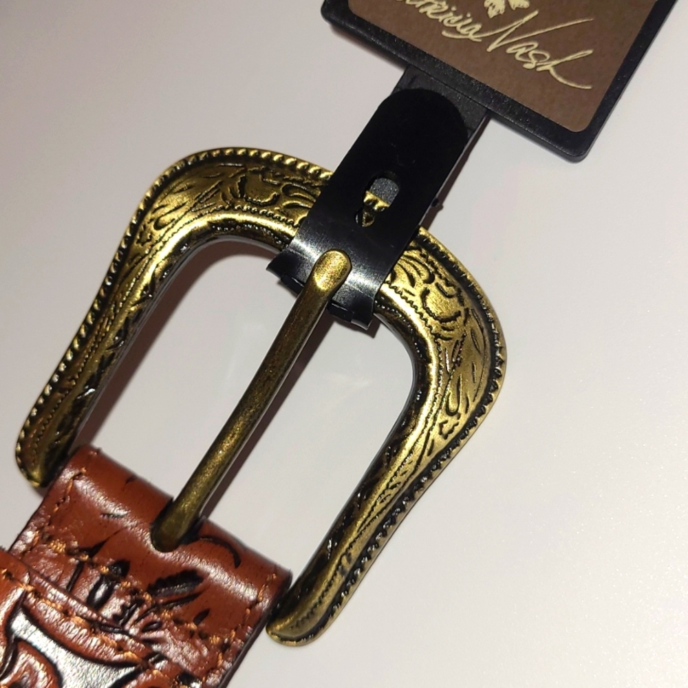 Patricia Nash Amelia Leather Tooled Belt - Picture 4 of 4